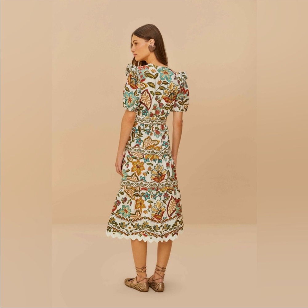 FARM Rio Off White Botanicals Belted Midi Dress - Picture 8 of 12